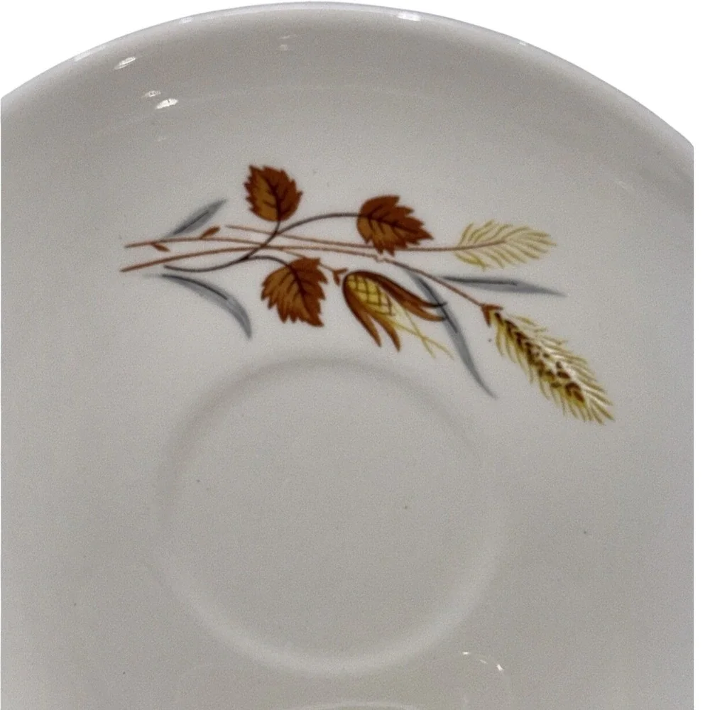 Vintage-Style Autumn Harvest Wheat Leaves Ceramic Saucers plates Set of 6‎ Retro